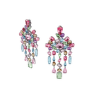Gema clip earrings, Chandelier, Multicolored, Rhodium plated